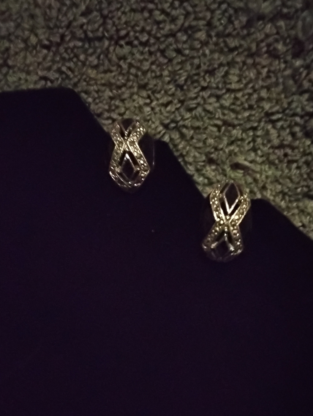 Vintage Black Enamel Crystal Earrings